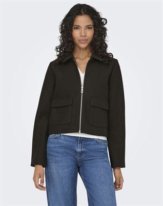 Only - ONLVela Zip Short Jakke - Chocolate Torte/Melange